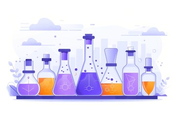 Diverse collection of colorful potion bottles in a whimsical vector illustration on a white background, emphasizing fantasy and magical themes