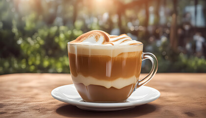 Ai generative Caramel Macchiato coffee cup suitable for use as images in designs.