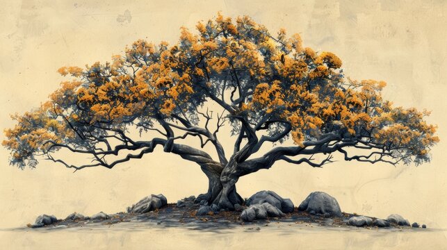 an artistically made family tree drawing showcasing the familys lineage and ancestry on a simple background