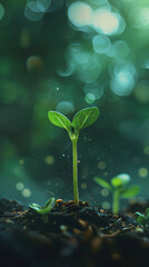 Close-up of green plants sprouting from the ground