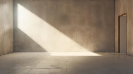 Empty room with an open door, sunlight streaming in and creating a path of light, emphasis on new possibilities and hope, clear and engaging image with a sense of mystery