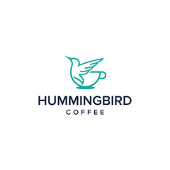 hummingbird coffee simple sleek creative geometric modern logo design