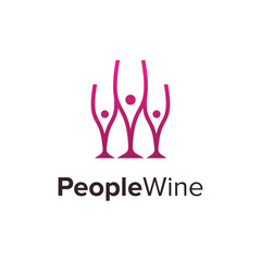 people wine simple sleek creative geometric modern logo design