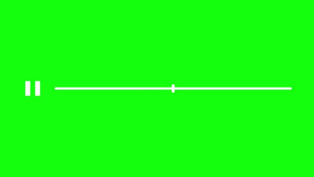 play button pause stop music video media player animated play button start pause stop and time bar green screen 4k looping