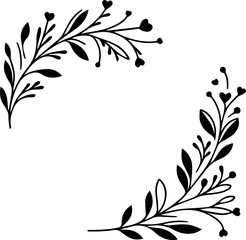 Minimal style wreath png. Floral wreath png. Floral frame png. Transparent background