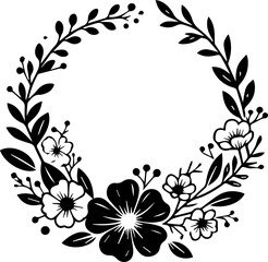 Minimal style wreath png.  Floral wreath png. Floral frame png. Transparent background