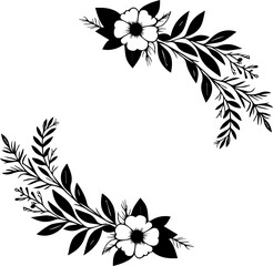 Minimal style wreath png.  Floral wreath png. Floral frame png. Transparent background