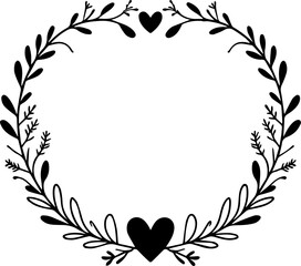 Minimal style wreath png.  Floral wreath png. Floral frame png. Transparent background