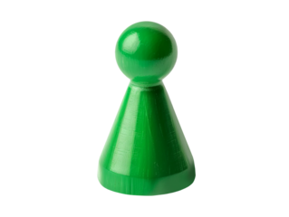 Green board game counter isolated on transparent background