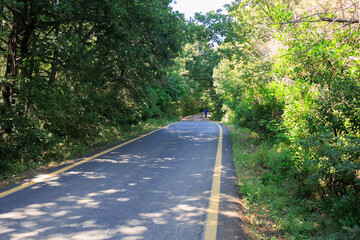 Beautiful road and landscape, streets and roads of a southern small town, public place in Turkey
