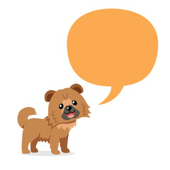 Vector cartoon character cute chow chow dog with speech bubble for design.
