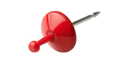 A single red push pin isolated on a black background.