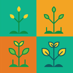 Set of Sprout growing out from soil line icon. linear style sign Growing plant with root vector icon. Gardening on white background