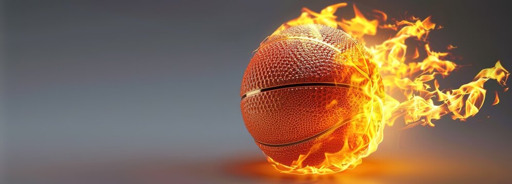 a basketball with fire effects. basketball sport concept with a fiery ball