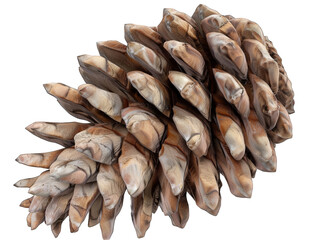 Close-up of a brown pine cone with intricate details and textured scales.