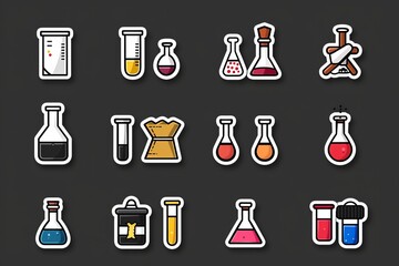 Beach themed science and leisure icon set featuring sun, surfboards, and stars, perfect for educational and recreational designs