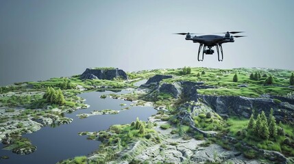 illustration 3D Model AIdriven remote sensing and geospatial data analysis for environmental monitoring