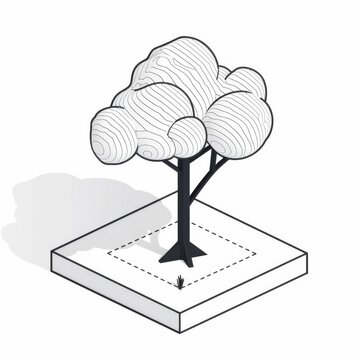 illustration Model Clean line art icon representing a tree with basic shapes