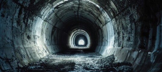 Mysterious Dark Tunnel with Faint Light at the End - Symbolizing an Endless Journey or Nightmare...