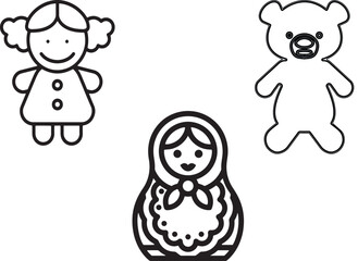 dolls vector black line images bundle