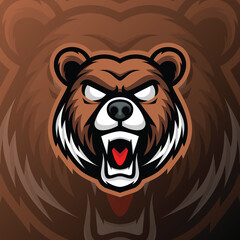 a angry bear on a brown background