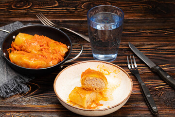 homemade cabbage rolls stuffed with meat and rice.