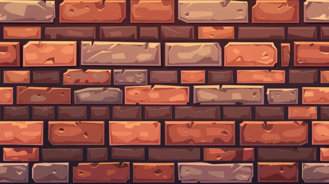 2d game level brick wall texture with shadowing platformer game elements brickwork seamless background wallpaper