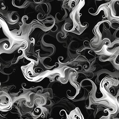 Fototapeta premium Ghostly Forms Seamless Pattern for Creating Atmospheric Dread and Unease in Halloween Designs