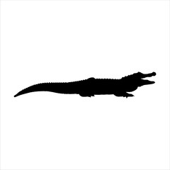 Fototapeta premium Black crocodile silhouette isolated on white background. Crocodile icon vector illustration design.