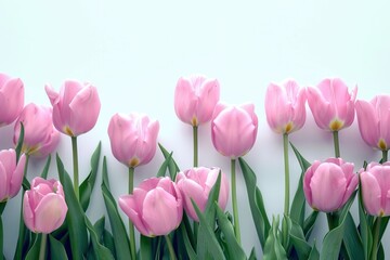 Fototapeta premium Pink tulips on white