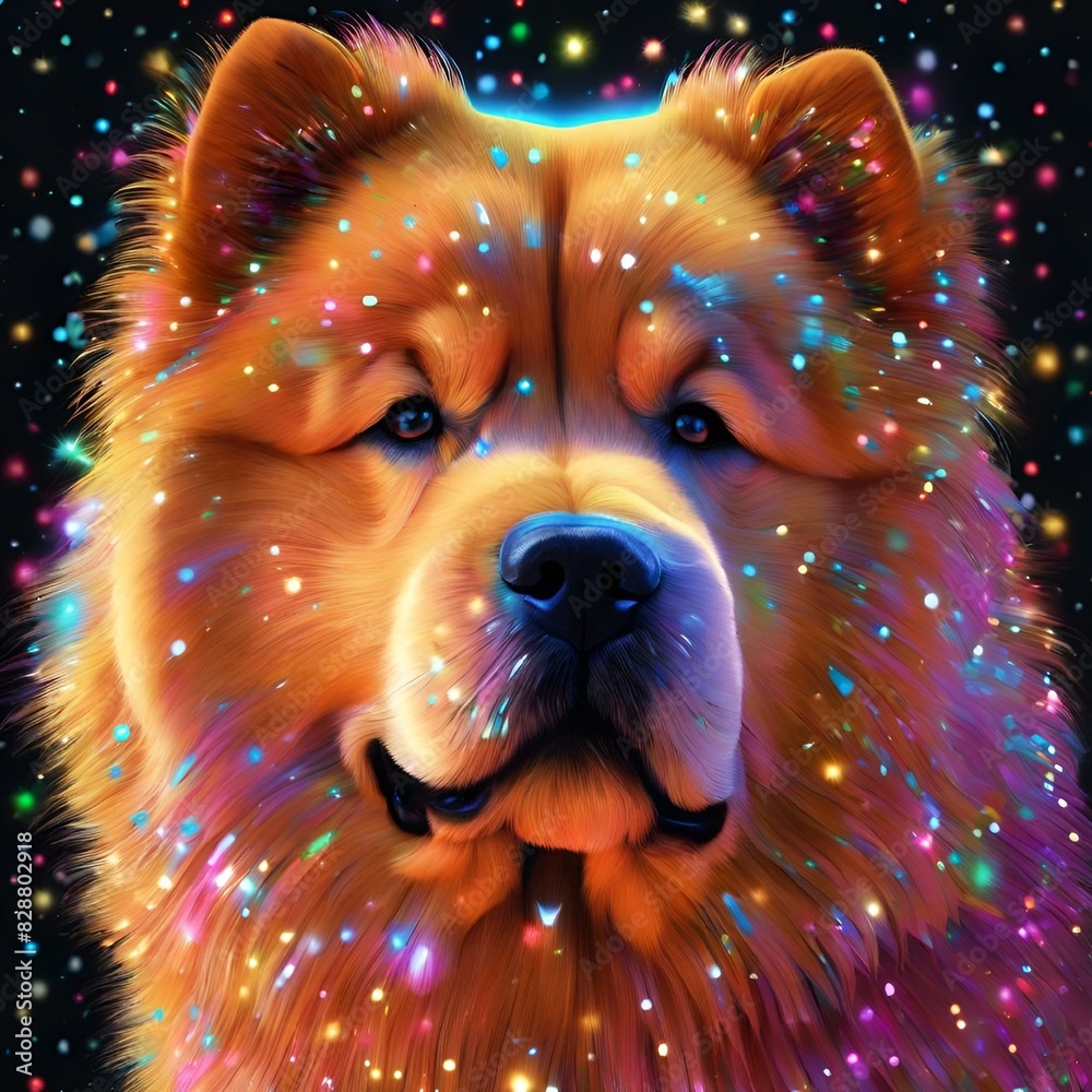 Canvas Prints AI generated illustration of a Chow Chow on a vibrant background