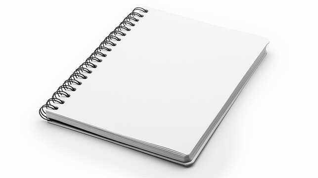 blank white spiral notebook isolated on white background mockup template for text or design