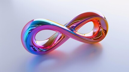 bright multicolored infinity symbol representing neurodiversity 3d render with glossy reflective surface