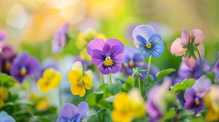 Viola Flower in garden blooming