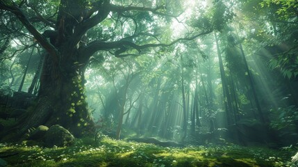 Obraz premium Majestic Forest: Capture the serene beauty of an ancient forest
