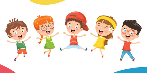 Children's expressions and movement vector illustrations