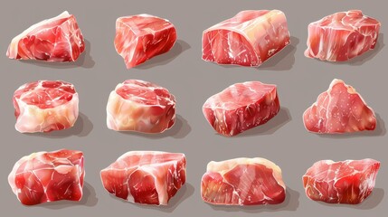 Collection of PNG. Raw pork chop isolated on a transparent background. 