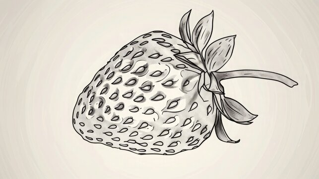 recommend clip art: Intricately drawn line art of a luscious strawberry dipped in rich dark chocolate, promising a burst of sweetness with every bite.