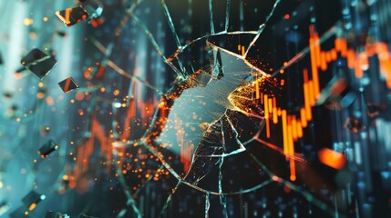 Conceptual broken screen depicting financial market collapse