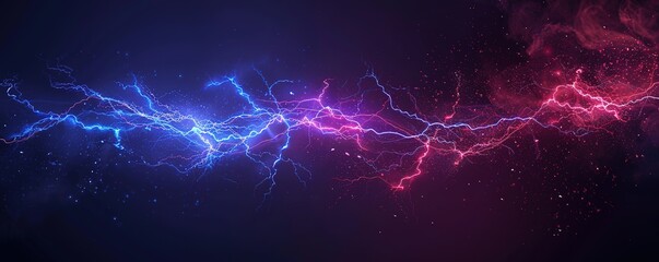 A black background with blue and pink electric flash and lightning effects