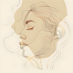Naklejka premium Modern Geometric Minimalist Portrait - Abstract Composition