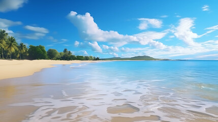 Sea view with wide horizon, beautiful expanse of sky meets sea. Generative AI