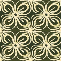 Abstract floral and geometric seamless pattern in retro style.