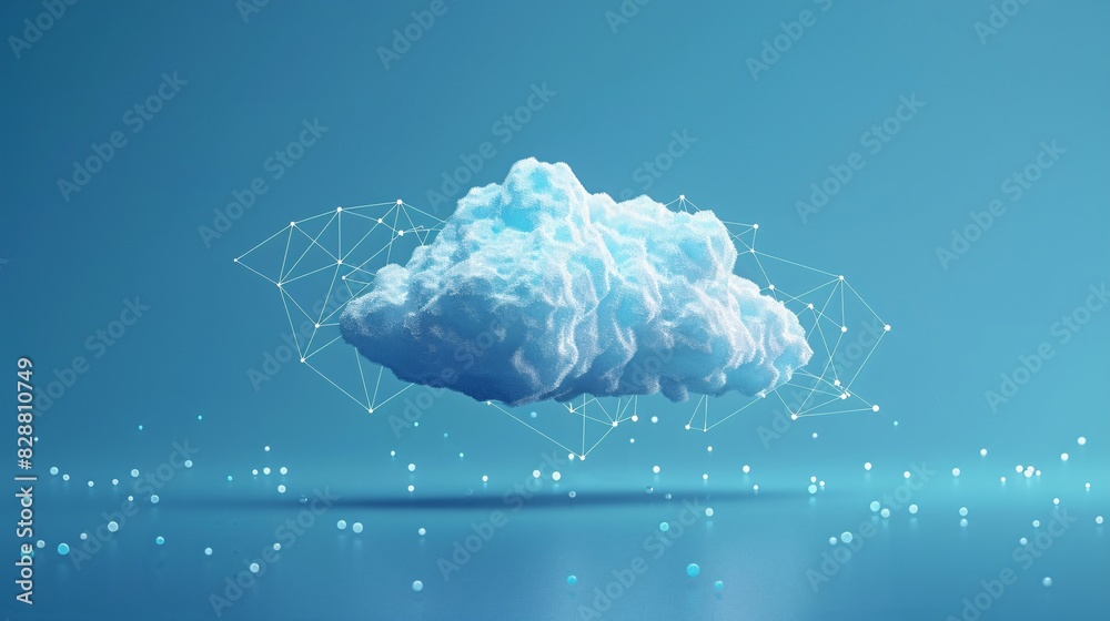 Poster abstract cloud computing concept with digital network connections on a blue background. symbolizing 