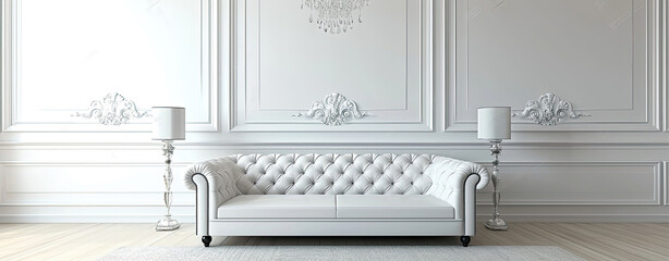 White room with a leather glamour sofa