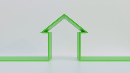 House. 3d render of house on white background. Green house on white background. Green house. Green home icon.