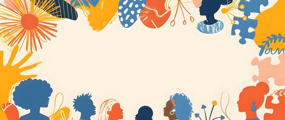 Vibrant Juneteenth Background with Doodle Print and Blank Space for Message
