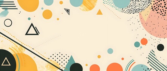 Obraz premium Vibrant Geometric Doodle Border Design for Minimalist Promotional Material Background
