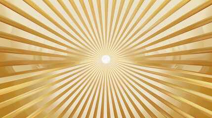 Fototapeta premium Stylized sunburst design with radiating lines in shades of gold and white , Background, vector, abstract, art deco style