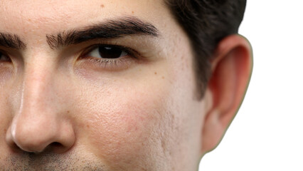 Obraz premium Man's face, close-up, on a white background